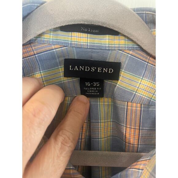 LAND'S END Men's Tailored Fit No Iron Twill Long Sleeve Shirt. 16x35 - Picture 6 of 10